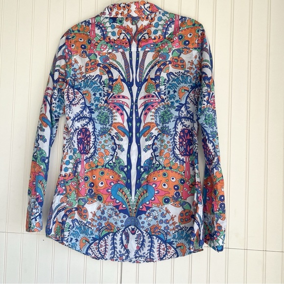 J. Mclaughlin Size S Multicolor Lois Woven Floral Print Point Collar Blouse - Picture 5 of 6